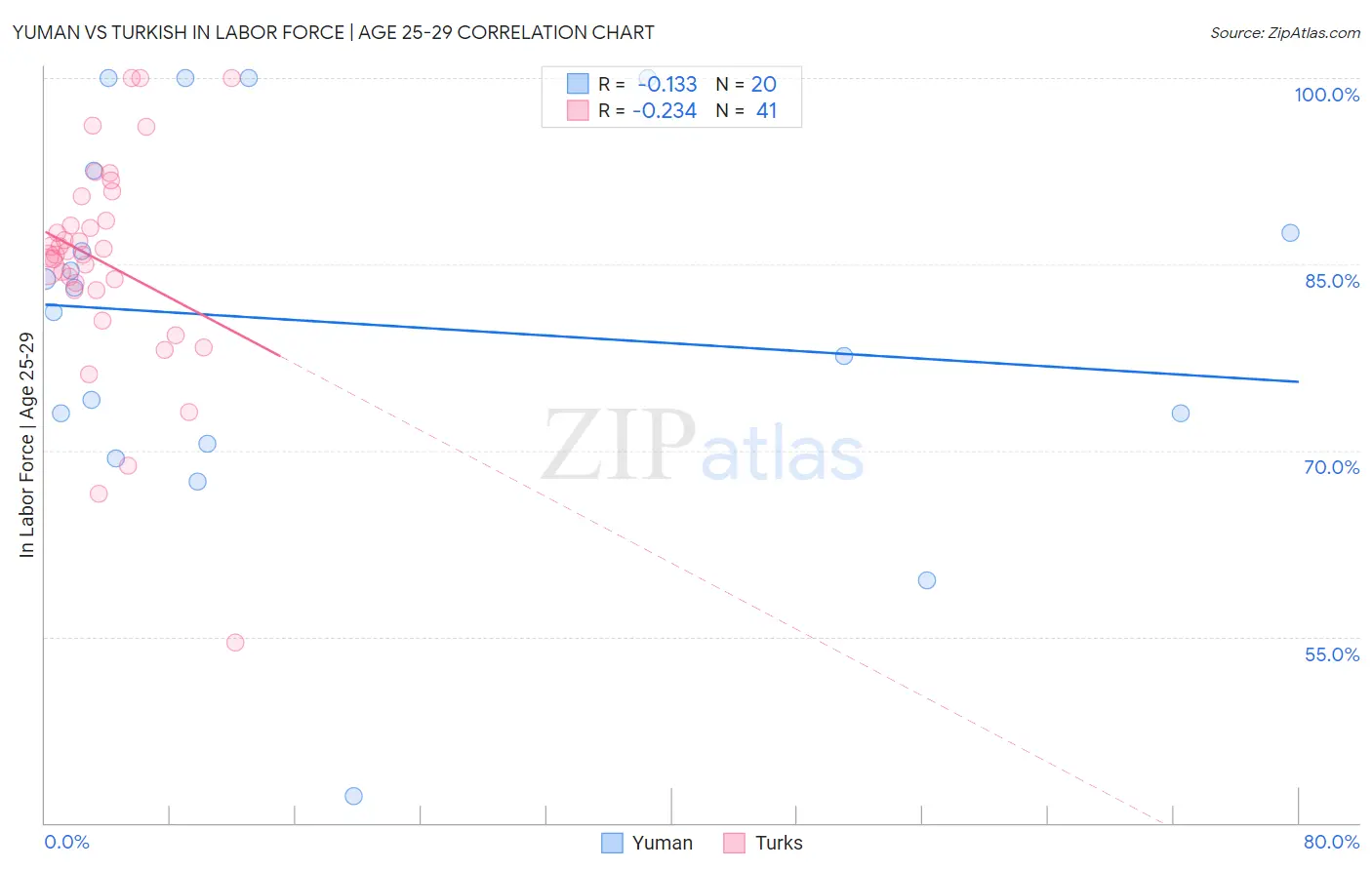 Yuman vs Turkish In Labor Force | Age 25-29