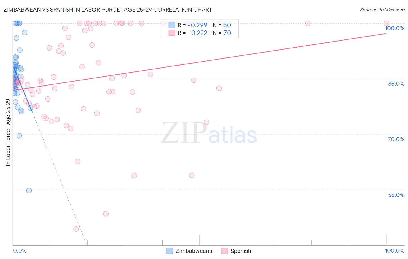 Zimbabwean vs Spanish In Labor Force | Age 25-29