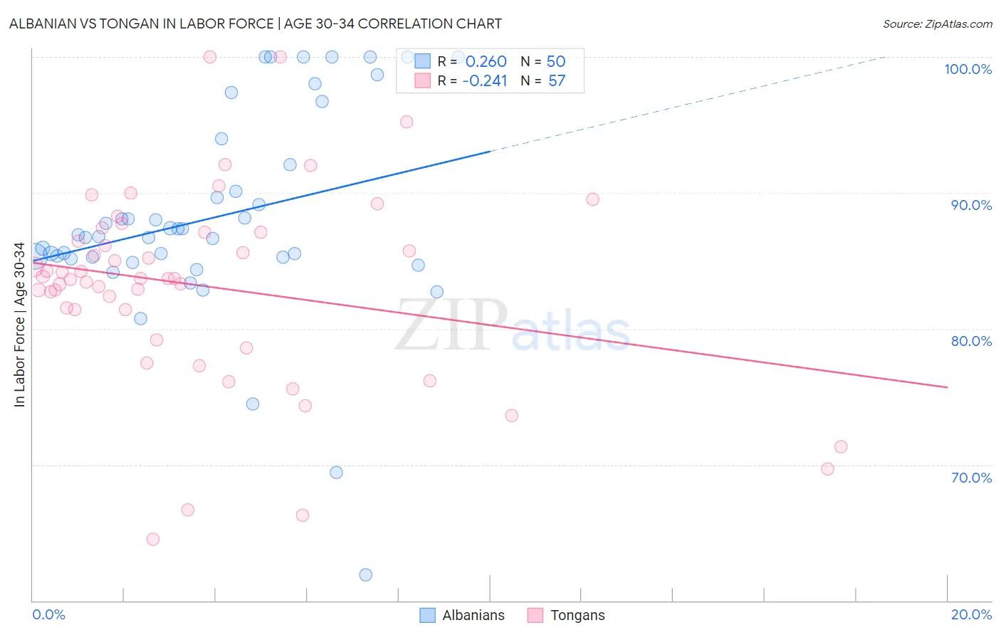 Albanian vs Tongan In Labor Force | Age 30-34