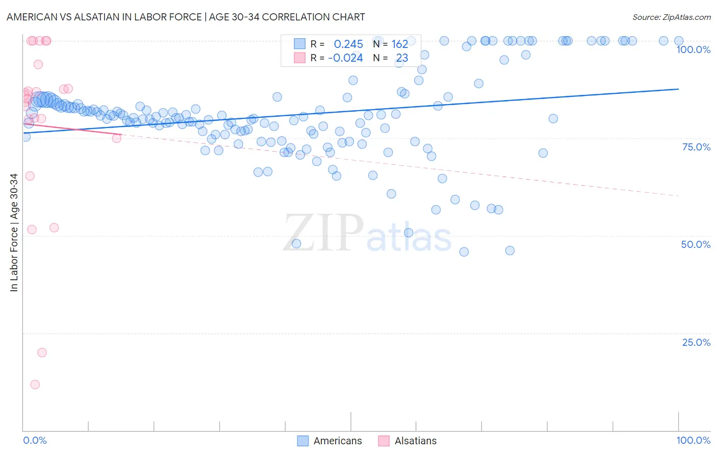 American vs Alsatian In Labor Force | Age 30-34