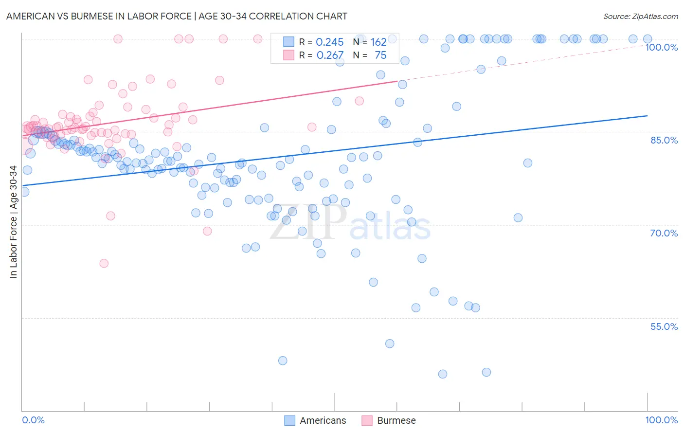 American vs Burmese In Labor Force | Age 30-34