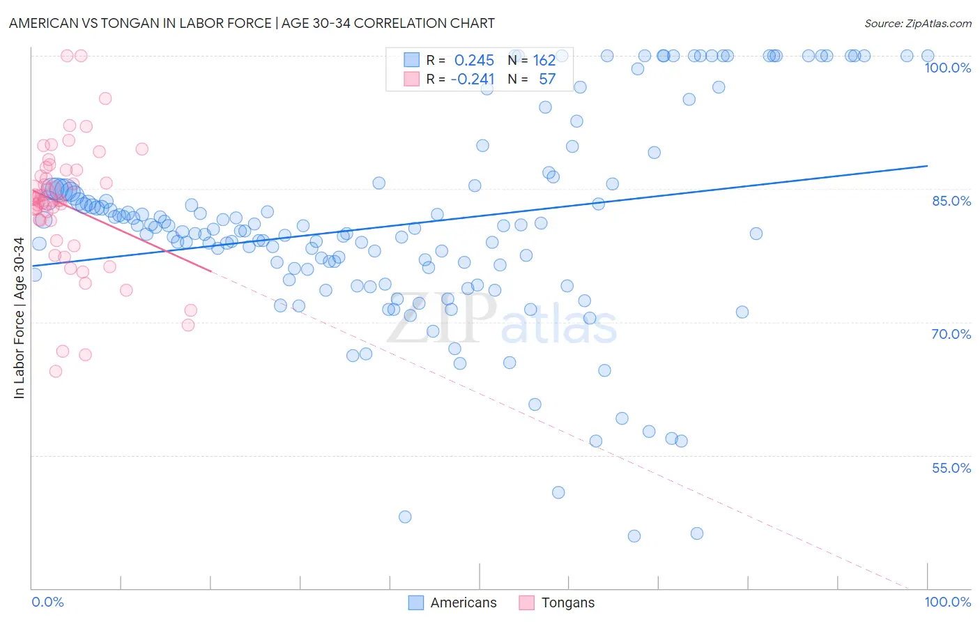 American vs Tongan In Labor Force | Age 30-34