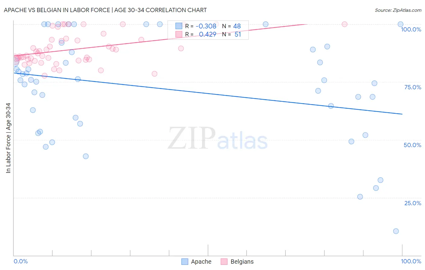 Apache vs Belgian In Labor Force | Age 30-34