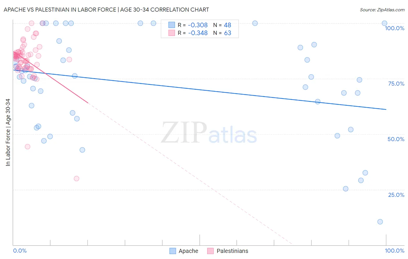 Apache vs Palestinian In Labor Force | Age 30-34