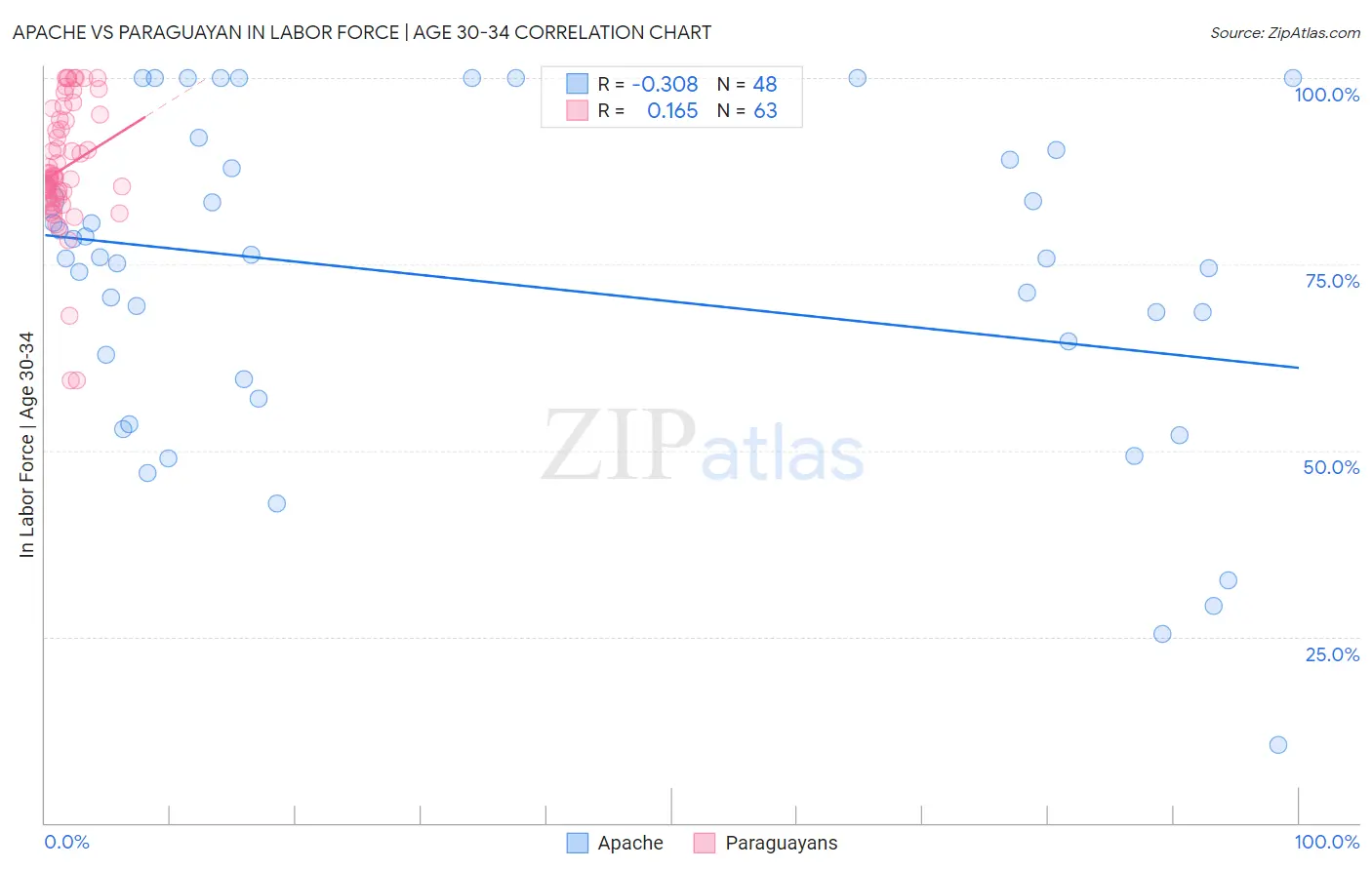 Apache vs Paraguayan In Labor Force | Age 30-34