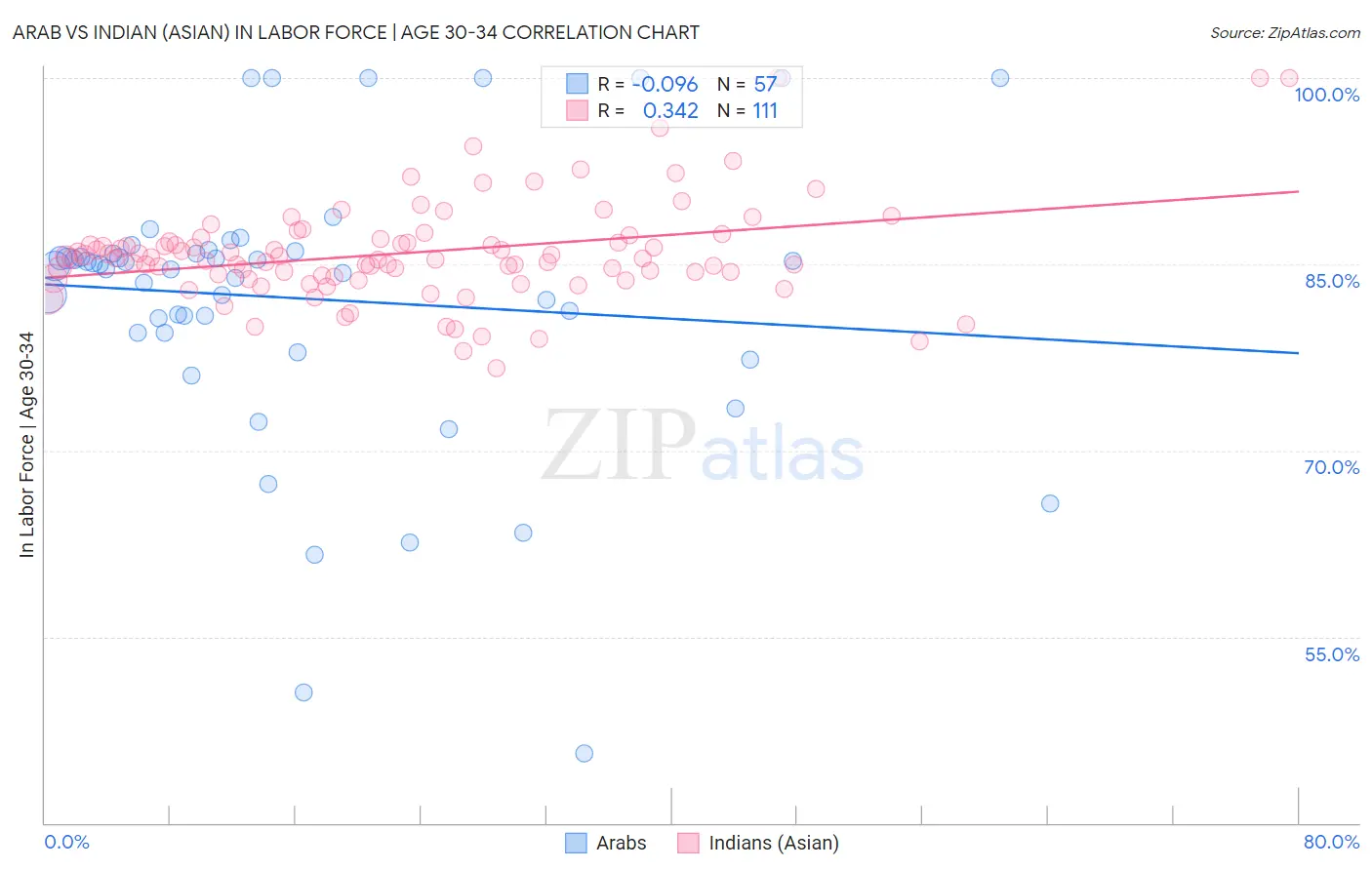 Arab vs Indian (Asian) In Labor Force | Age 30-34