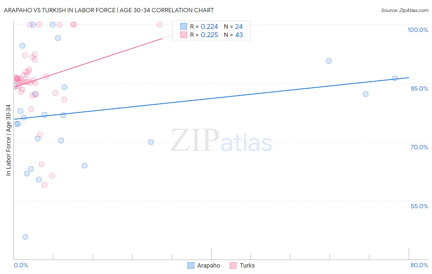 Arapaho vs Turkish In Labor Force | Age 30-34