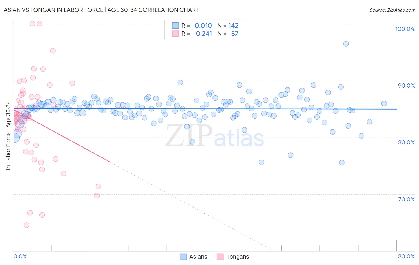 Asian vs Tongan In Labor Force | Age 30-34