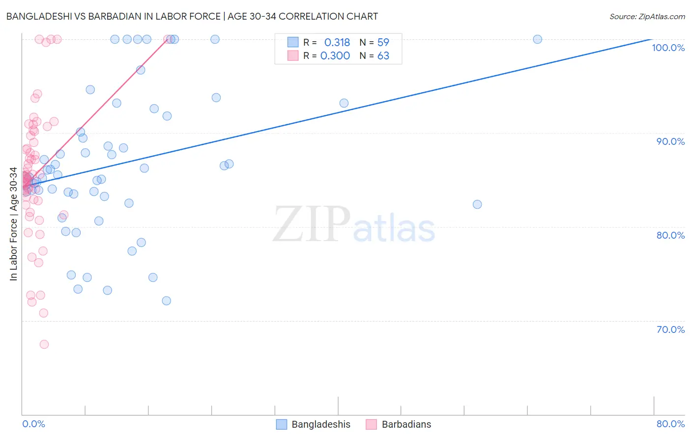 Bangladeshi vs Barbadian In Labor Force | Age 30-34