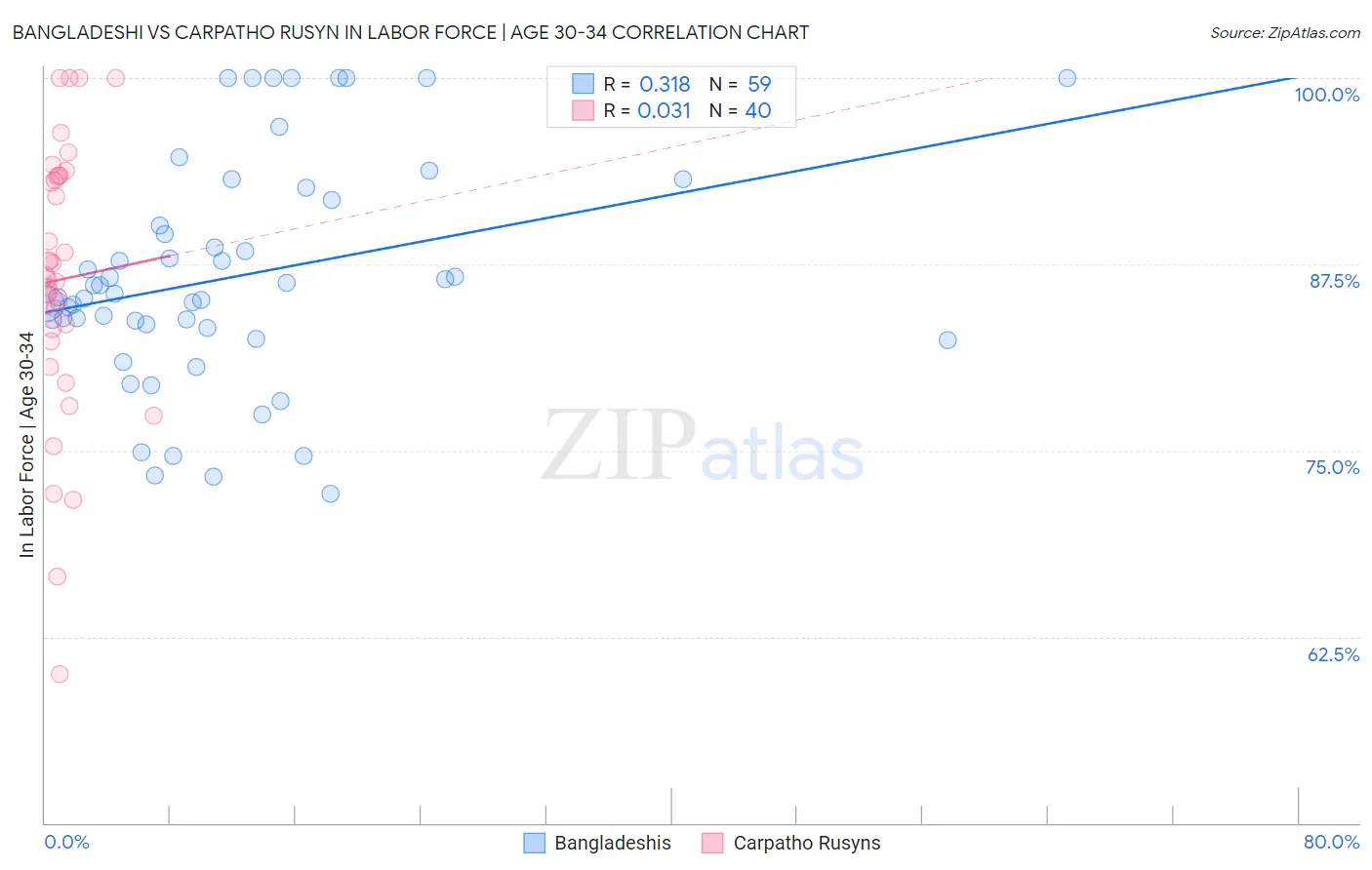 Bangladeshi vs Carpatho Rusyn In Labor Force | Age 30-34