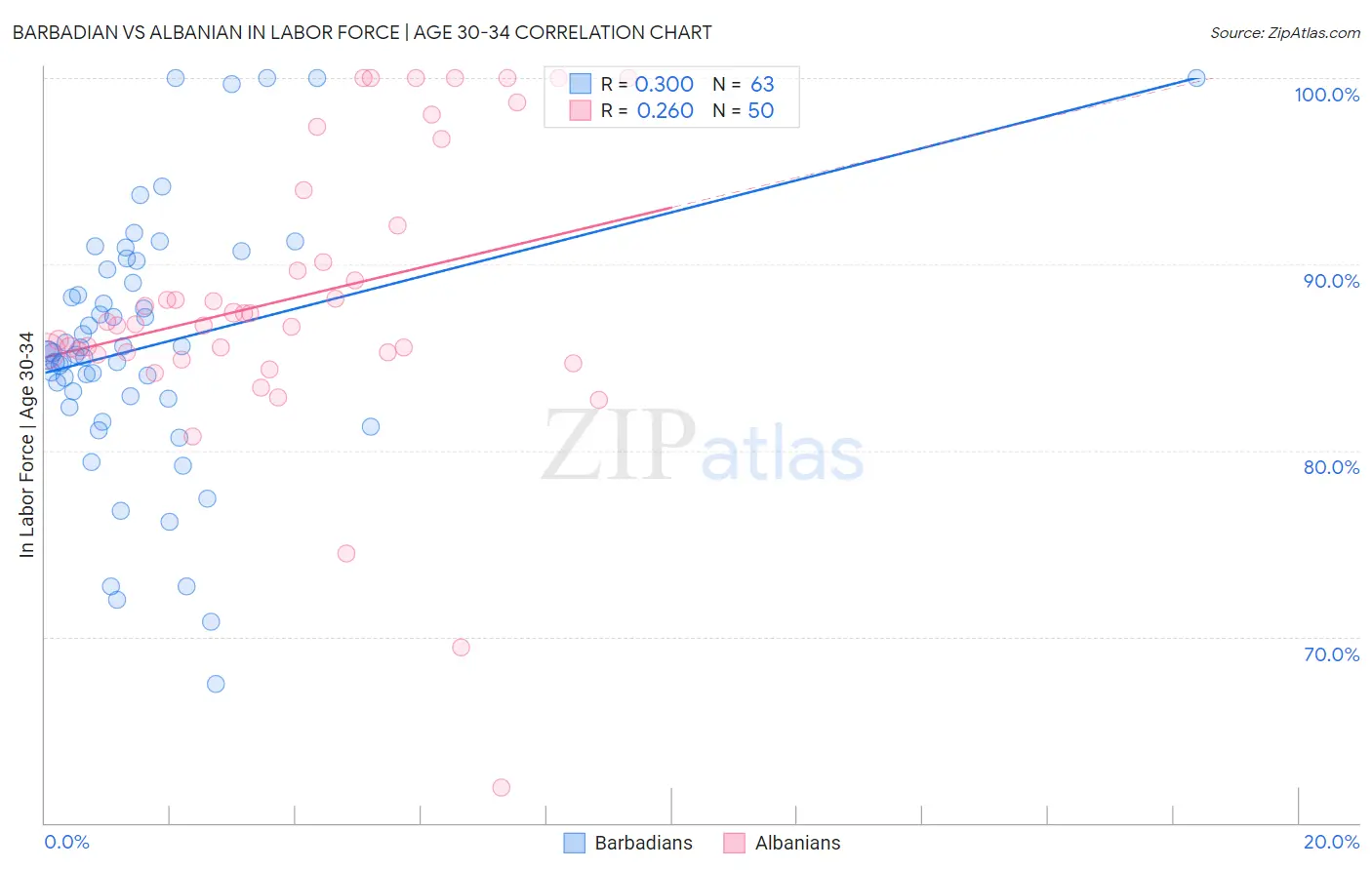 Barbadian vs Albanian In Labor Force | Age 30-34