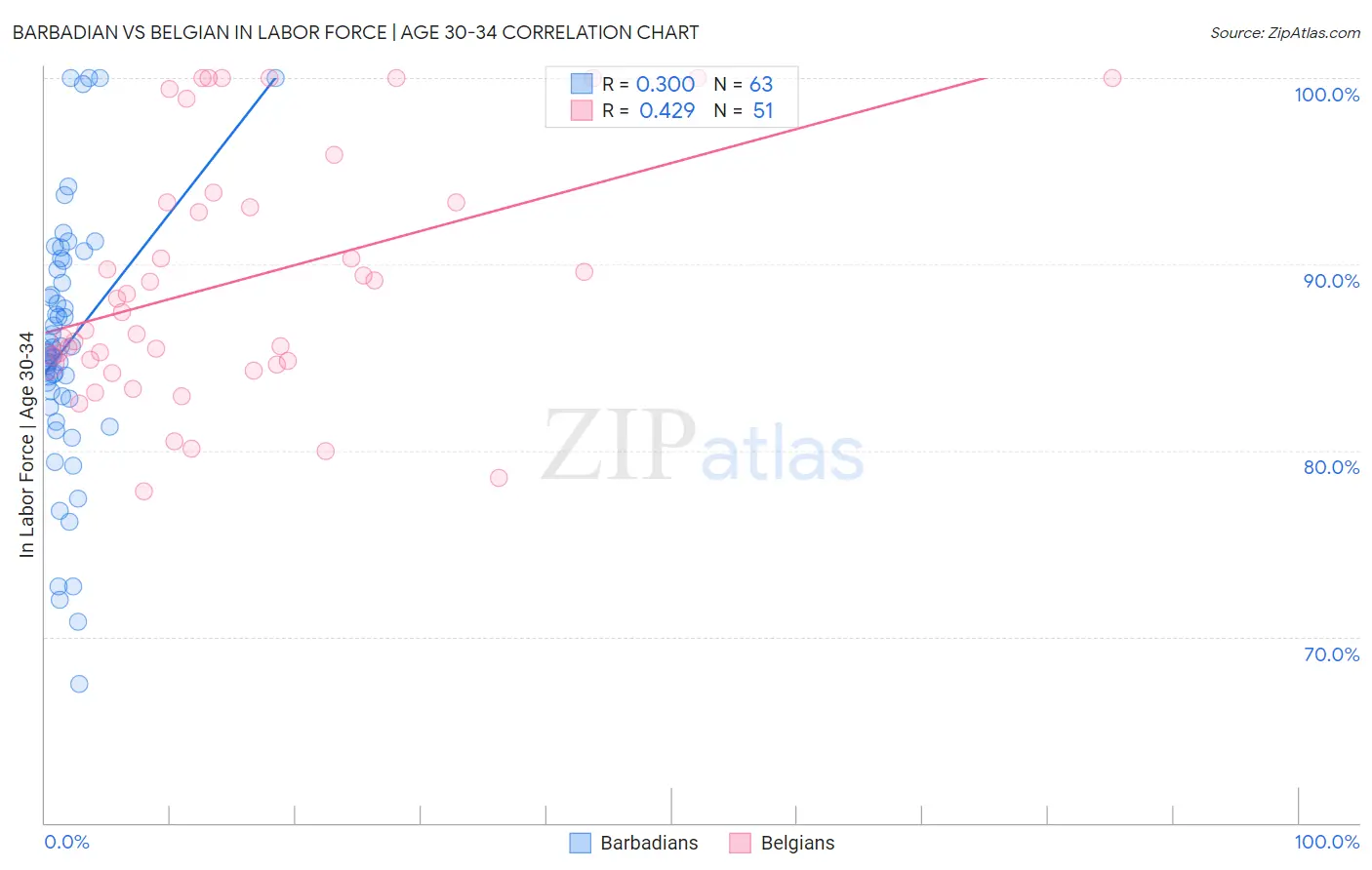 Barbadian vs Belgian In Labor Force | Age 30-34