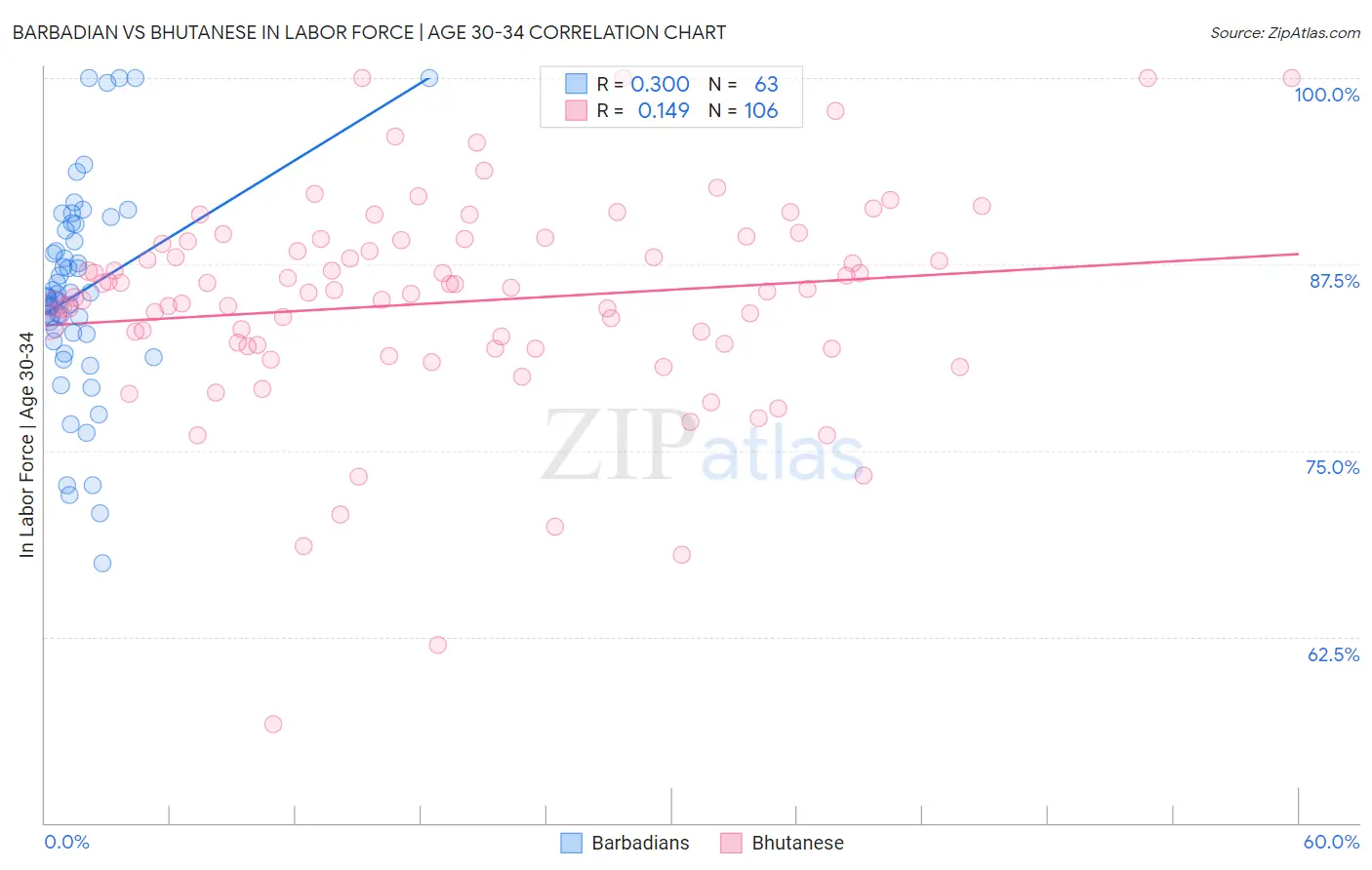 Barbadian vs Bhutanese In Labor Force | Age 30-34