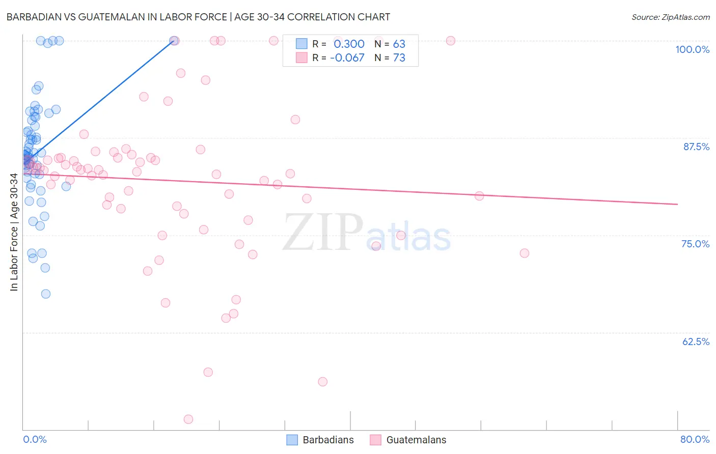 Barbadian vs Guatemalan In Labor Force | Age 30-34