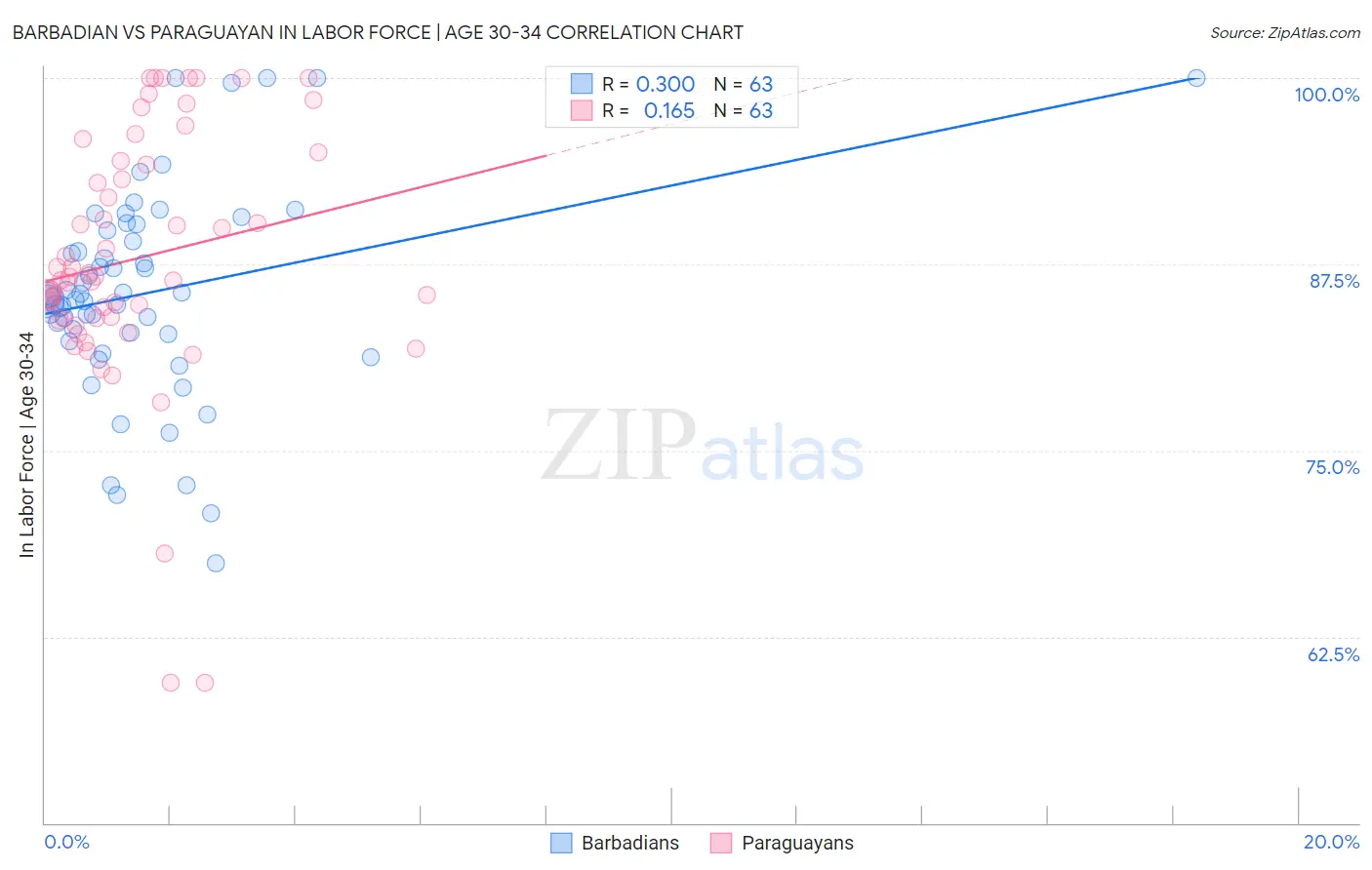 Barbadian vs Paraguayan In Labor Force | Age 30-34
