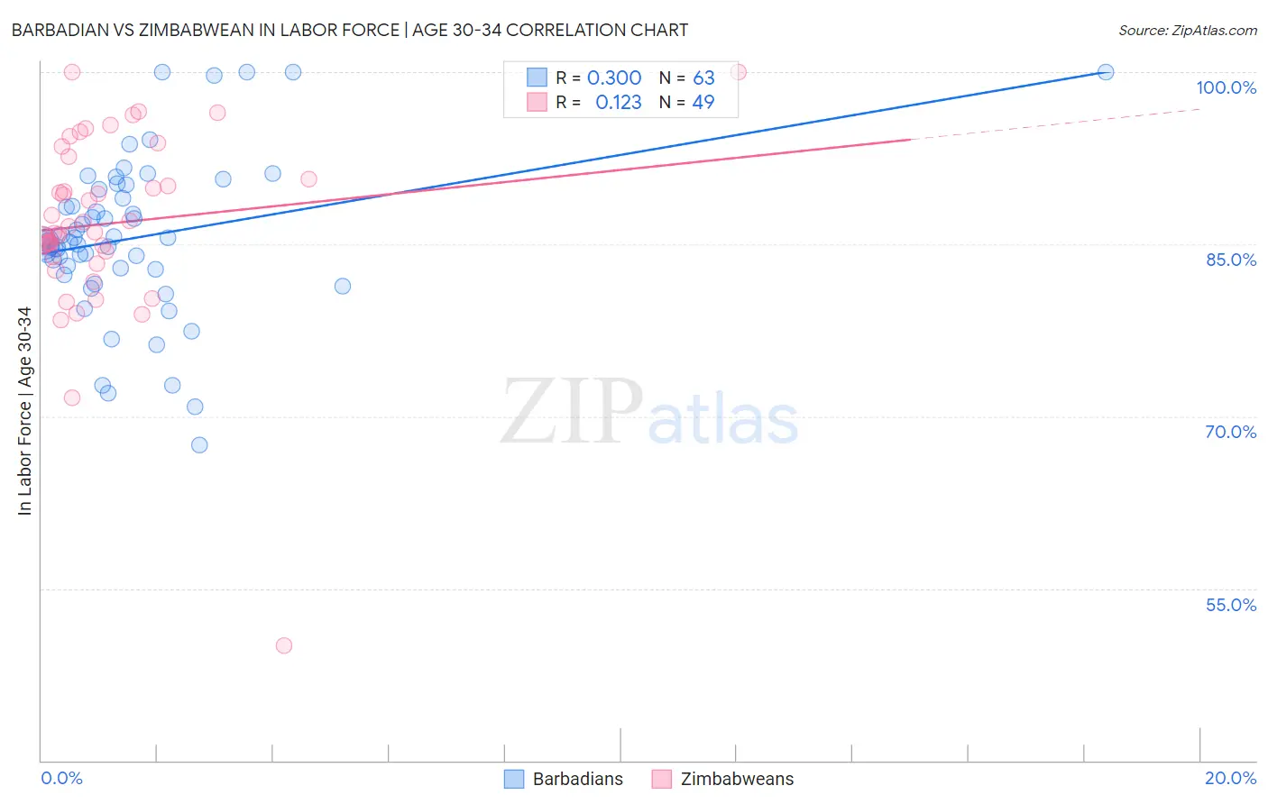 Barbadian vs Zimbabwean In Labor Force | Age 30-34