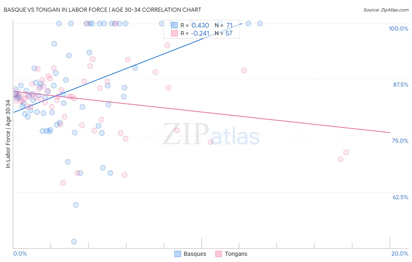 Basque vs Tongan In Labor Force | Age 30-34