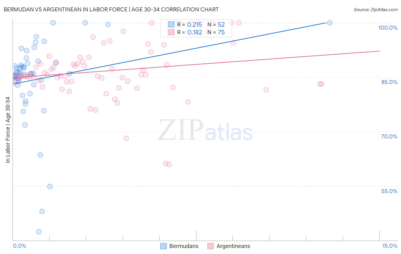 Bermudan vs Argentinean In Labor Force | Age 30-34