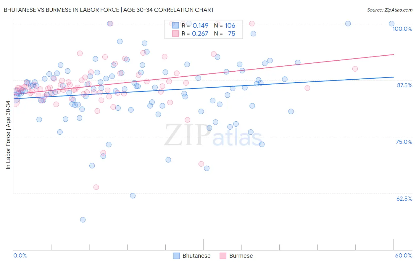 Bhutanese vs Burmese In Labor Force | Age 30-34