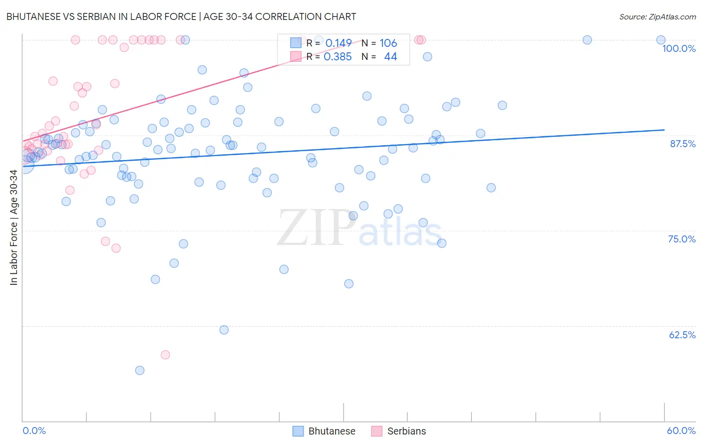 Bhutanese vs Serbian In Labor Force | Age 30-34