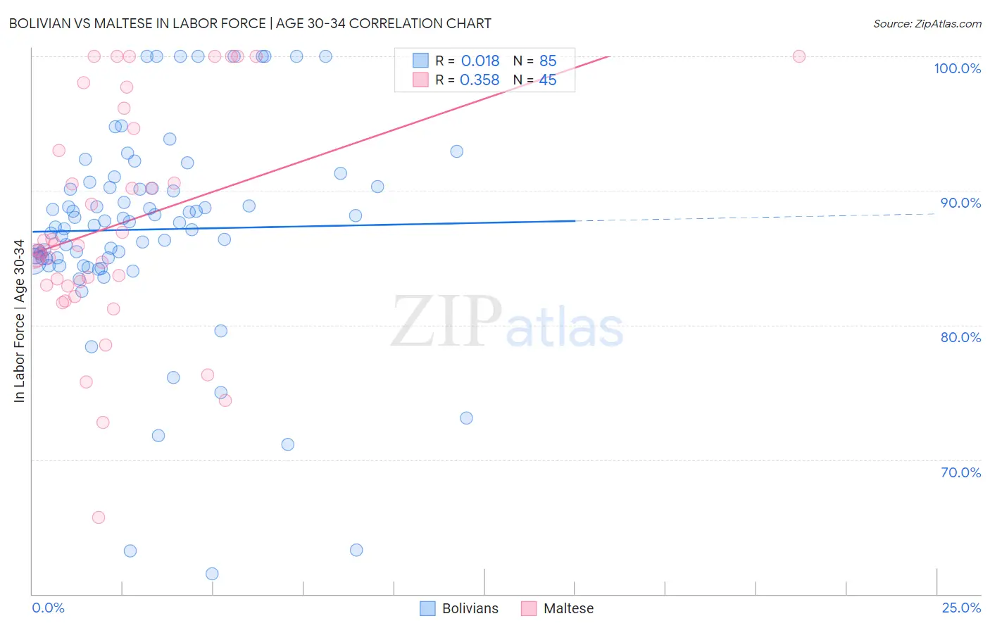 Bolivian vs Maltese In Labor Force | Age 30-34