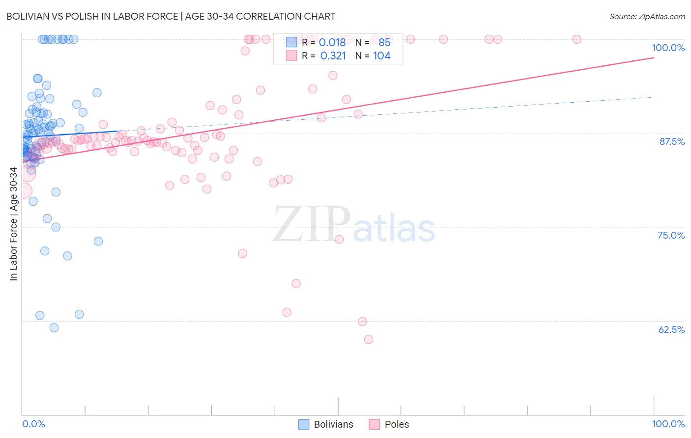 Bolivian vs Polish In Labor Force | Age 30-34
