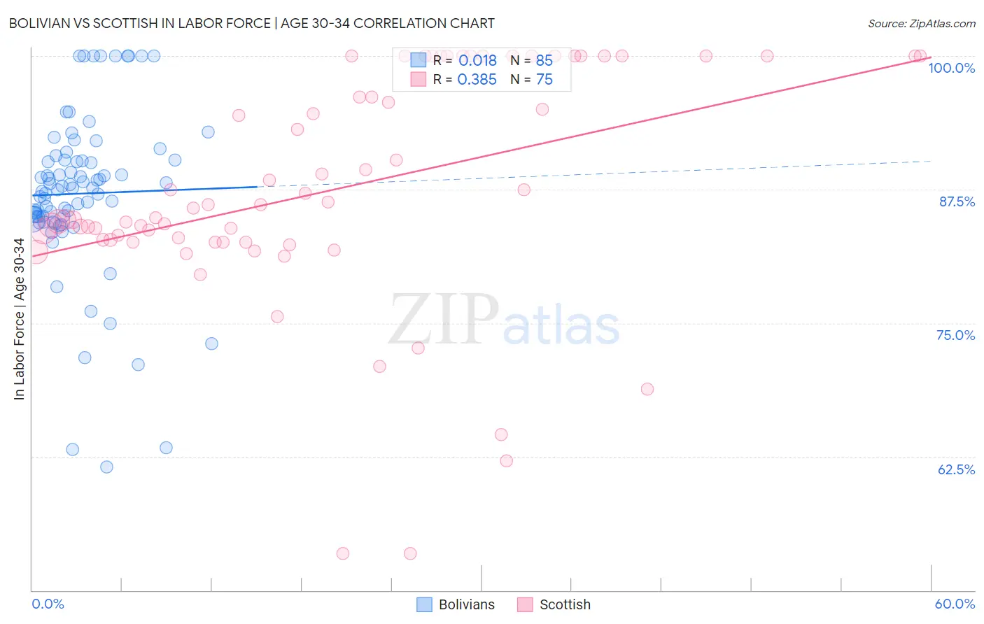 Bolivian vs Scottish In Labor Force | Age 30-34