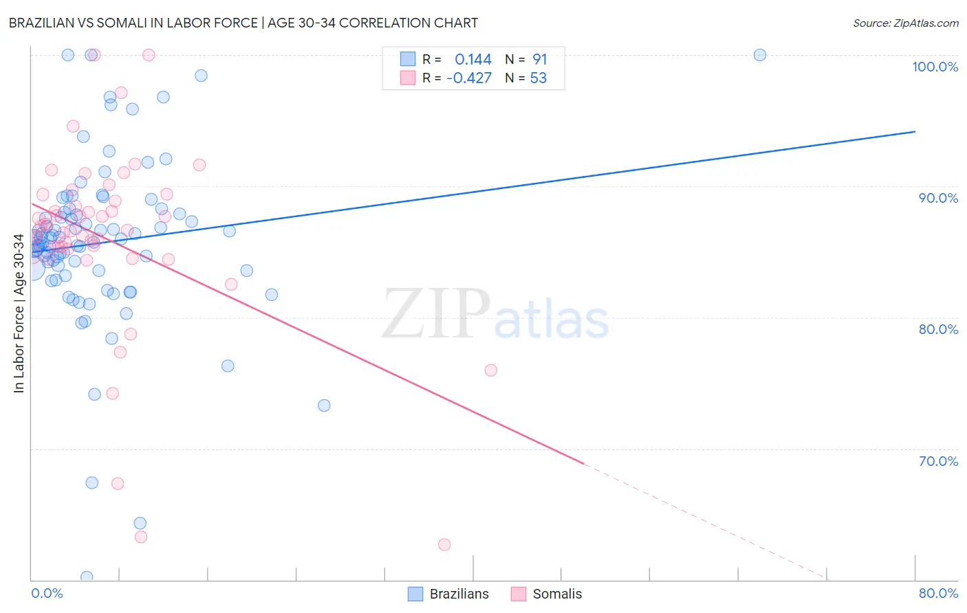 Brazilian vs Somali In Labor Force | Age 30-34