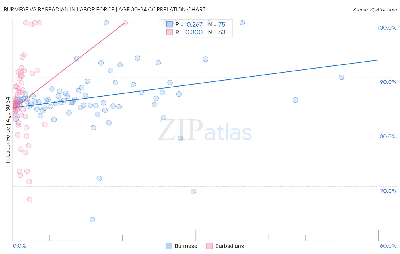 Burmese vs Barbadian In Labor Force | Age 30-34