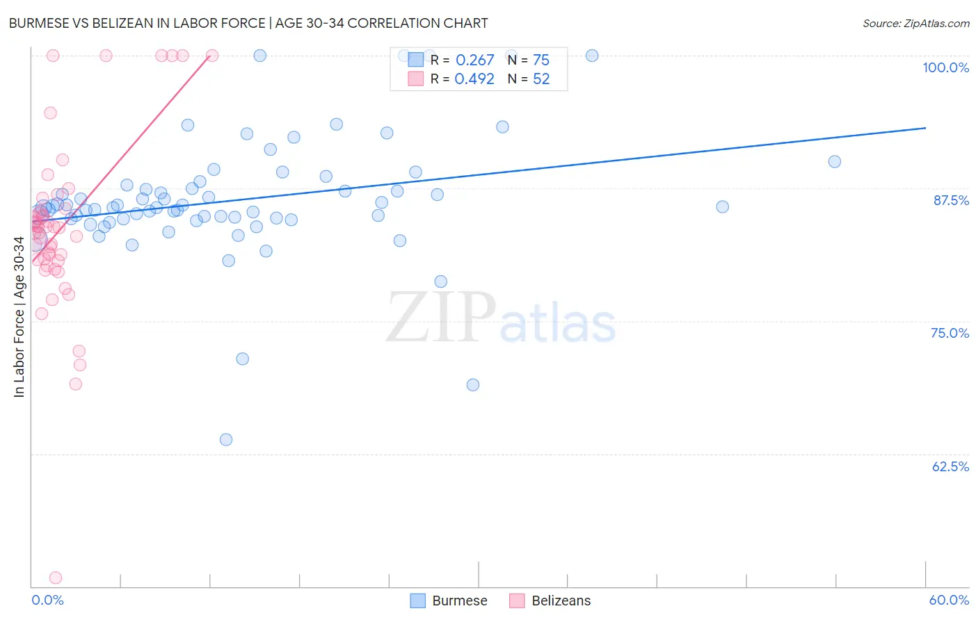 Burmese vs Belizean In Labor Force | Age 30-34