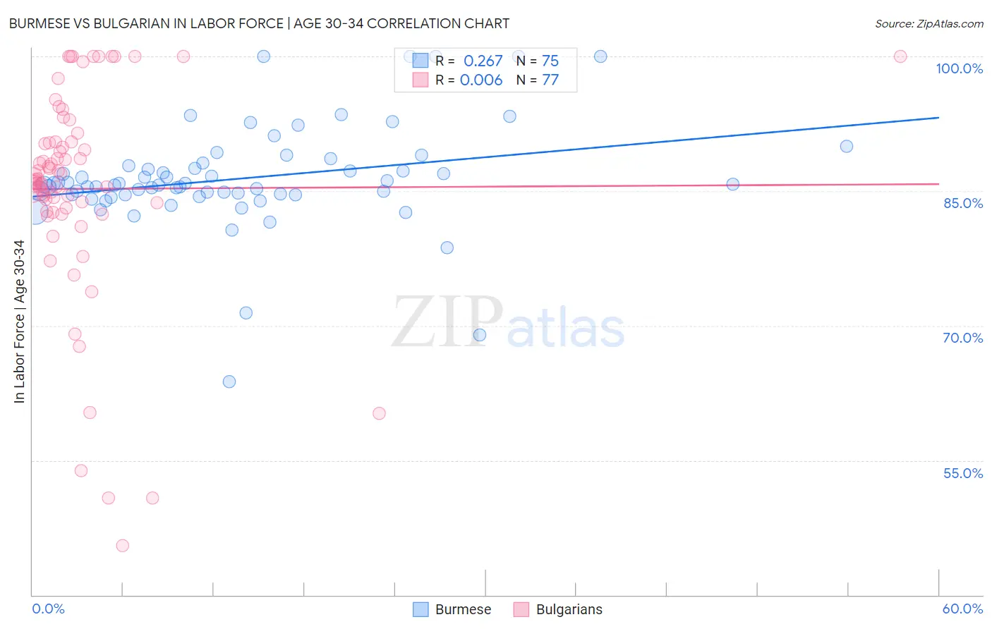 Burmese vs Bulgarian In Labor Force | Age 30-34