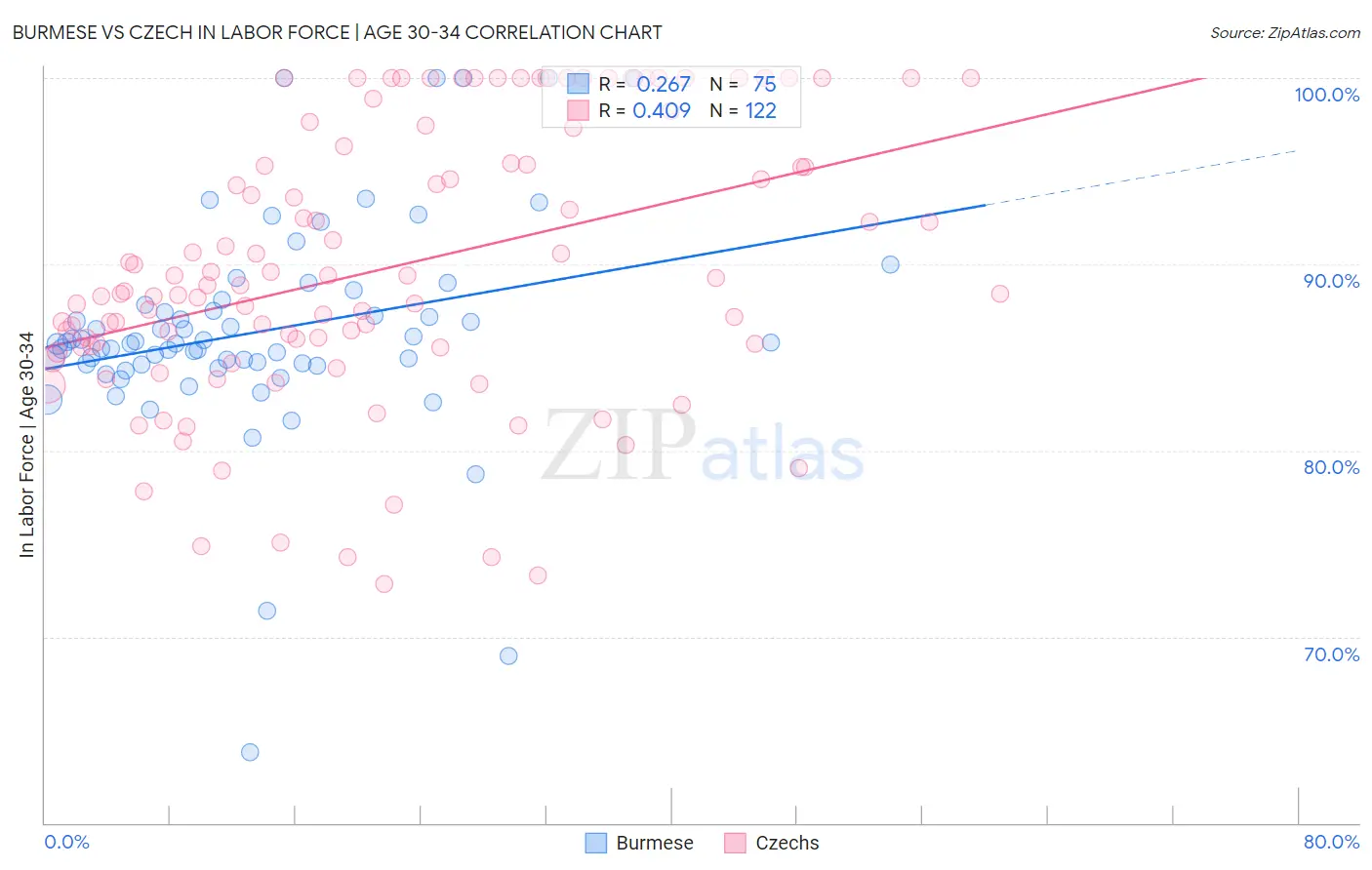 Burmese vs Czech In Labor Force | Age 30-34