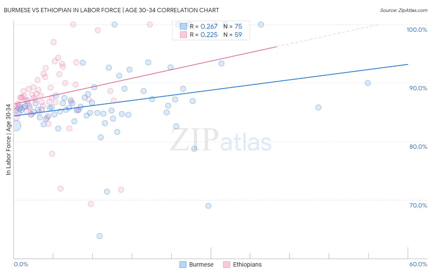 Burmese vs Ethiopian In Labor Force | Age 30-34