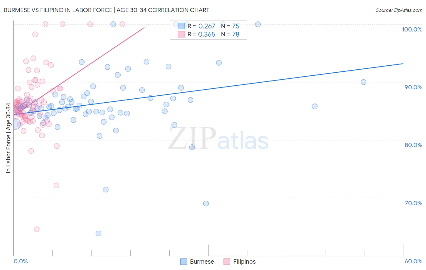 Burmese vs Filipino In Labor Force | Age 30-34