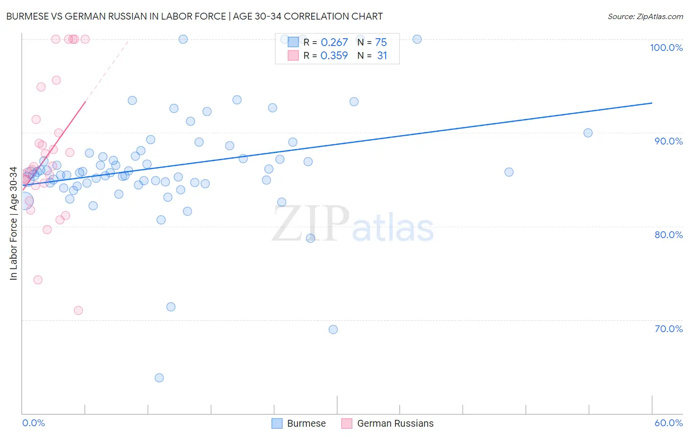 Burmese vs German Russian In Labor Force | Age 30-34
