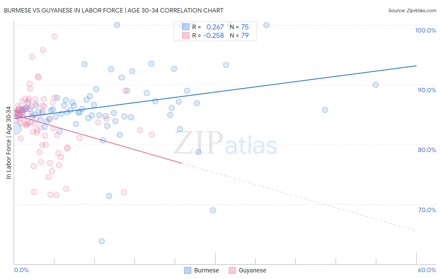 Burmese vs Guyanese In Labor Force | Age 30-34