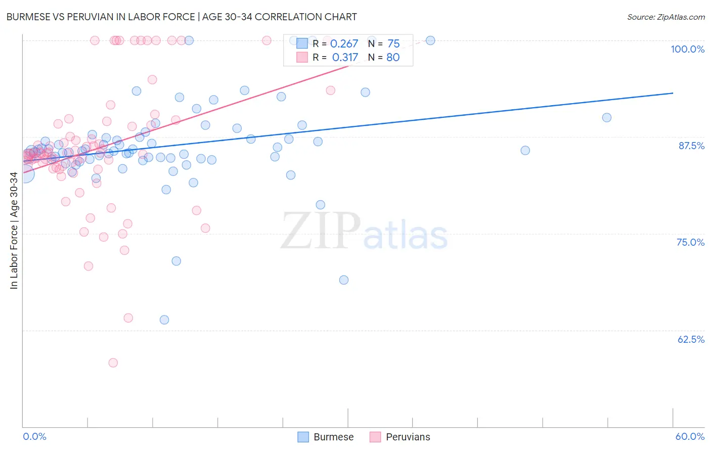 Burmese vs Peruvian In Labor Force | Age 30-34