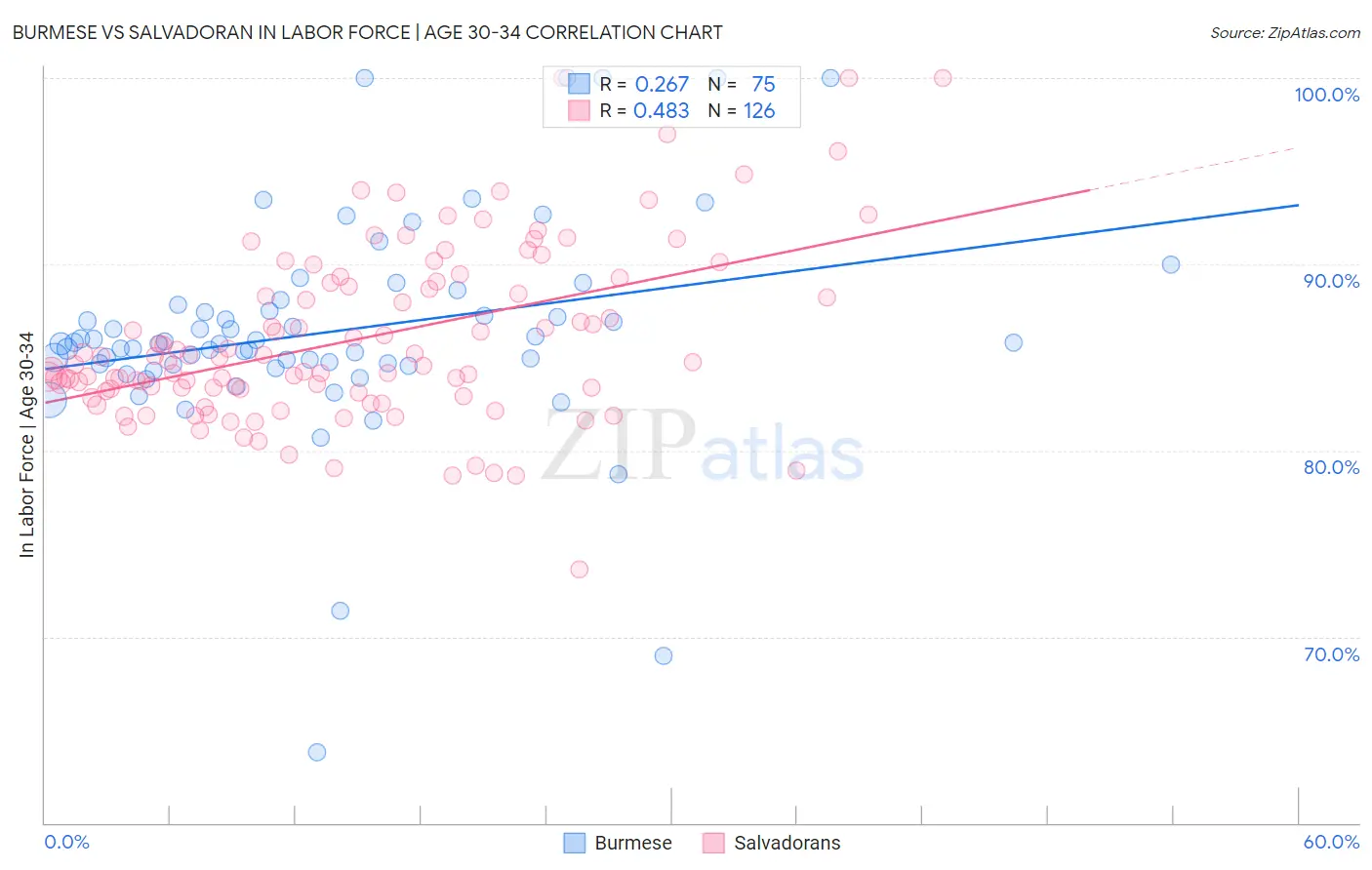Burmese vs Salvadoran In Labor Force | Age 30-34