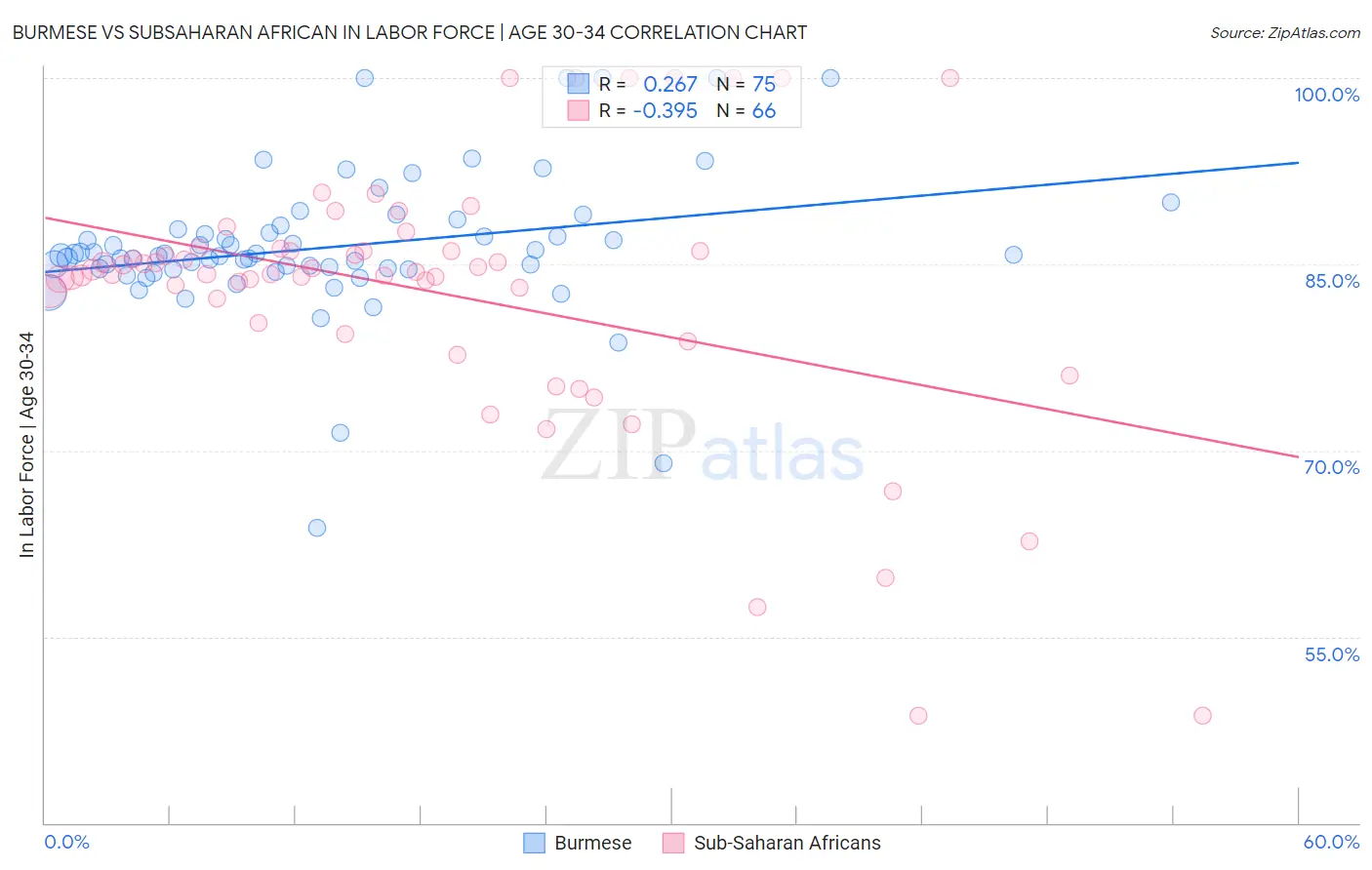 Burmese vs Subsaharan African In Labor Force | Age 30-34