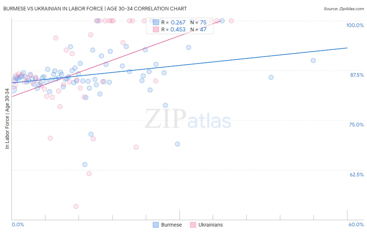 Burmese vs Ukrainian In Labor Force | Age 30-34
