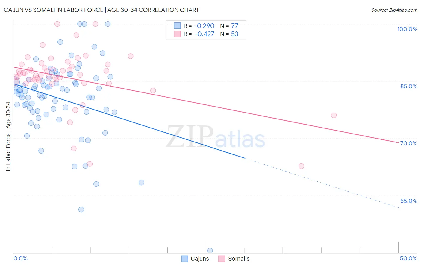 Cajun vs Somali In Labor Force | Age 30-34