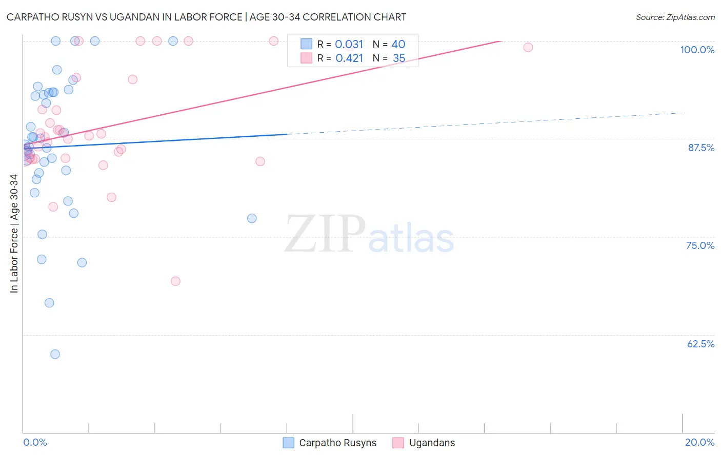 Carpatho Rusyn vs Ugandan In Labor Force | Age 30-34