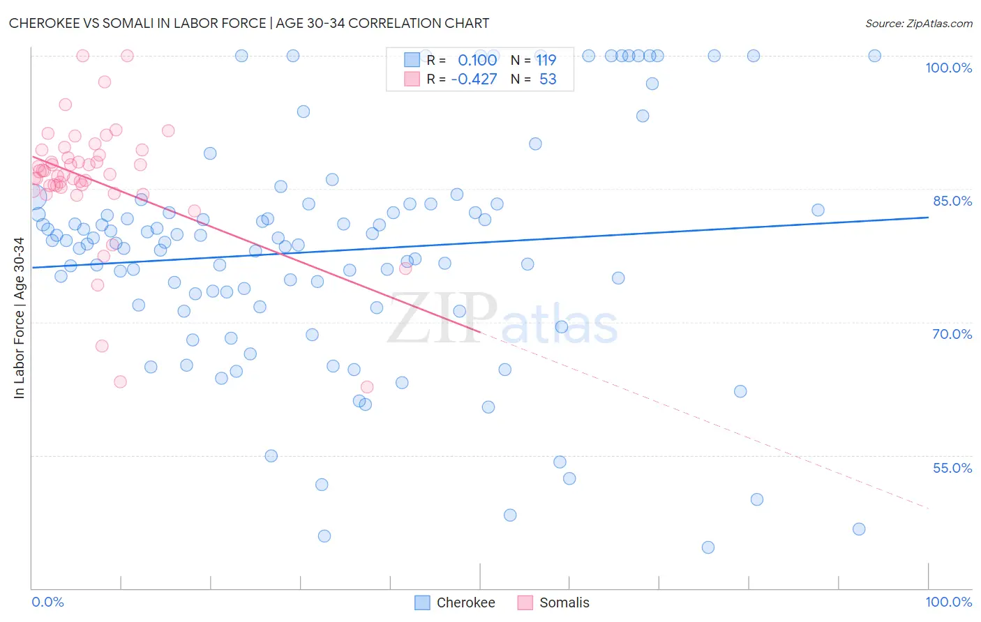 Cherokee vs Somali In Labor Force | Age 30-34