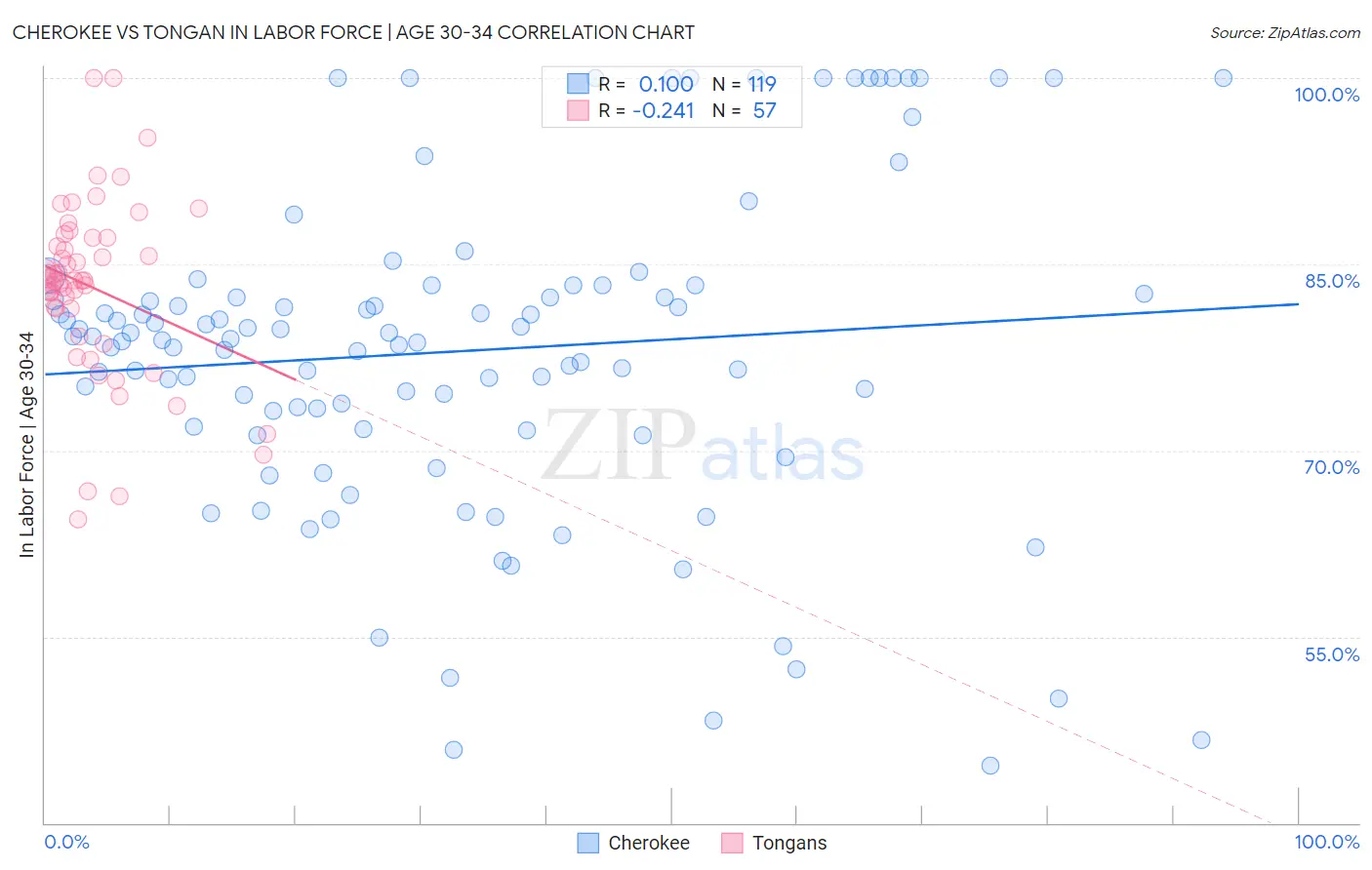 Cherokee vs Tongan In Labor Force | Age 30-34