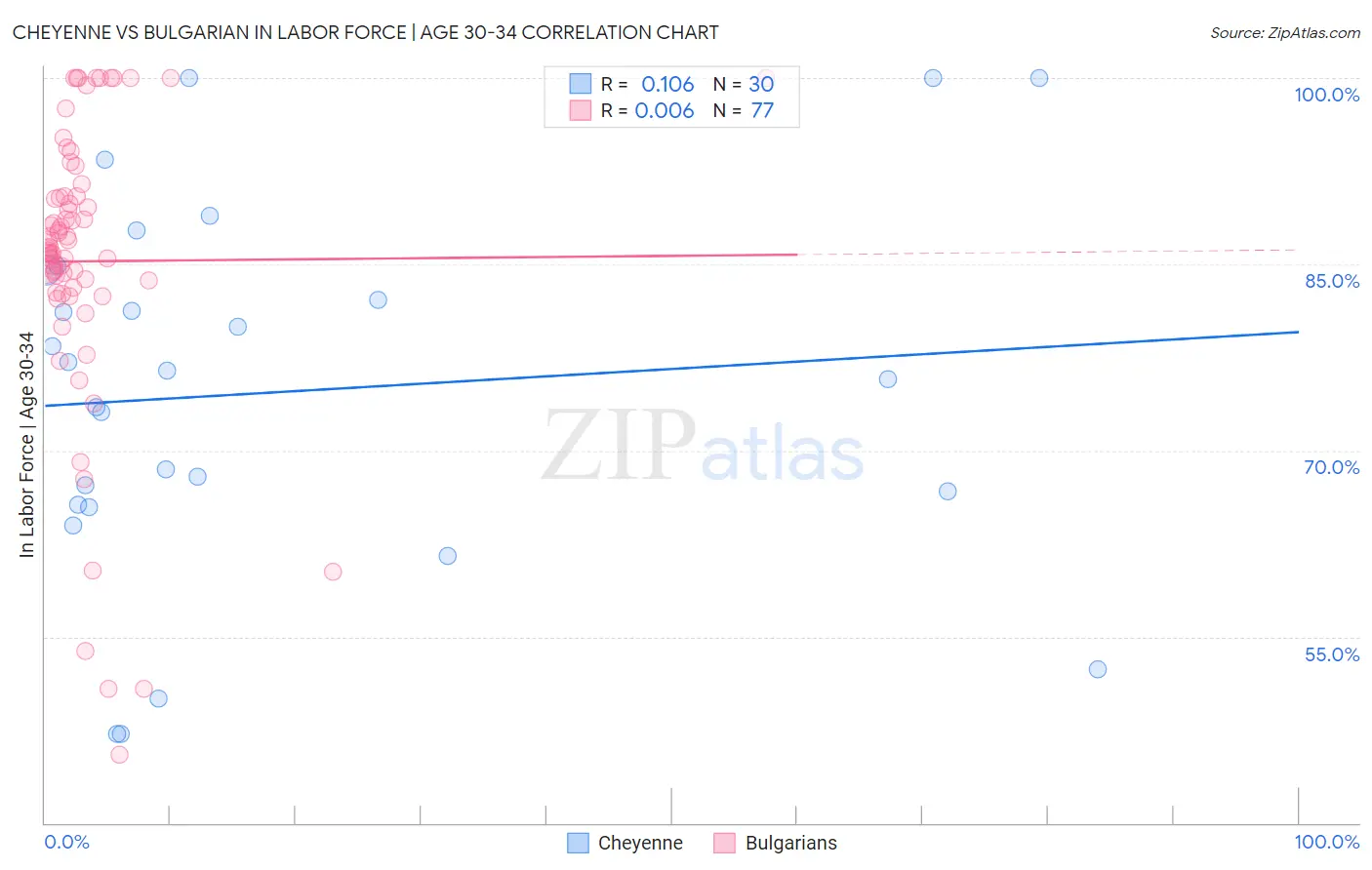 Cheyenne vs Bulgarian In Labor Force | Age 30-34