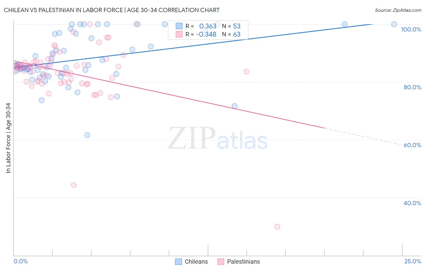 Chilean vs Palestinian In Labor Force | Age 30-34