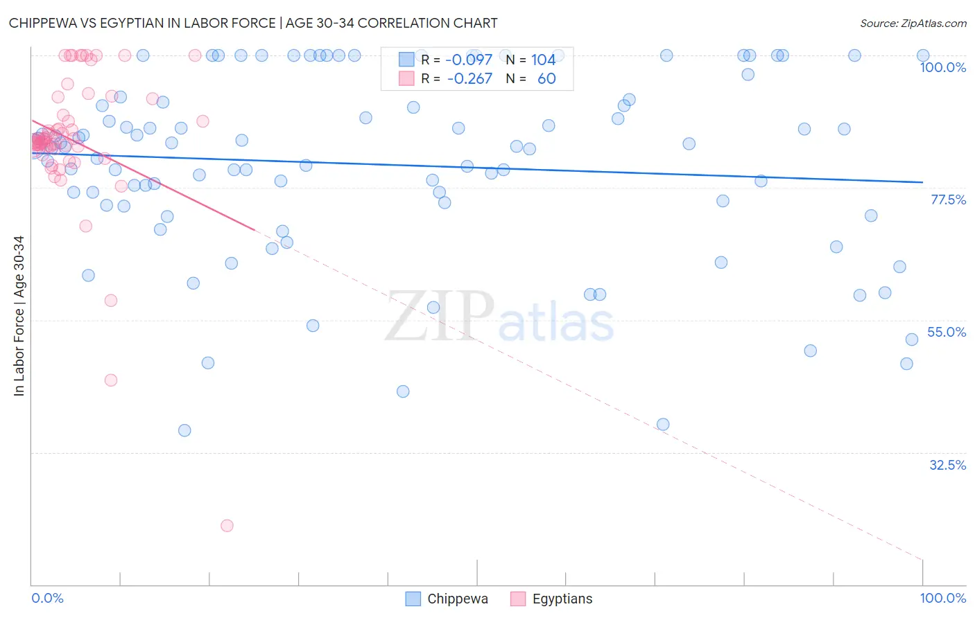Chippewa vs Egyptian In Labor Force | Age 30-34
