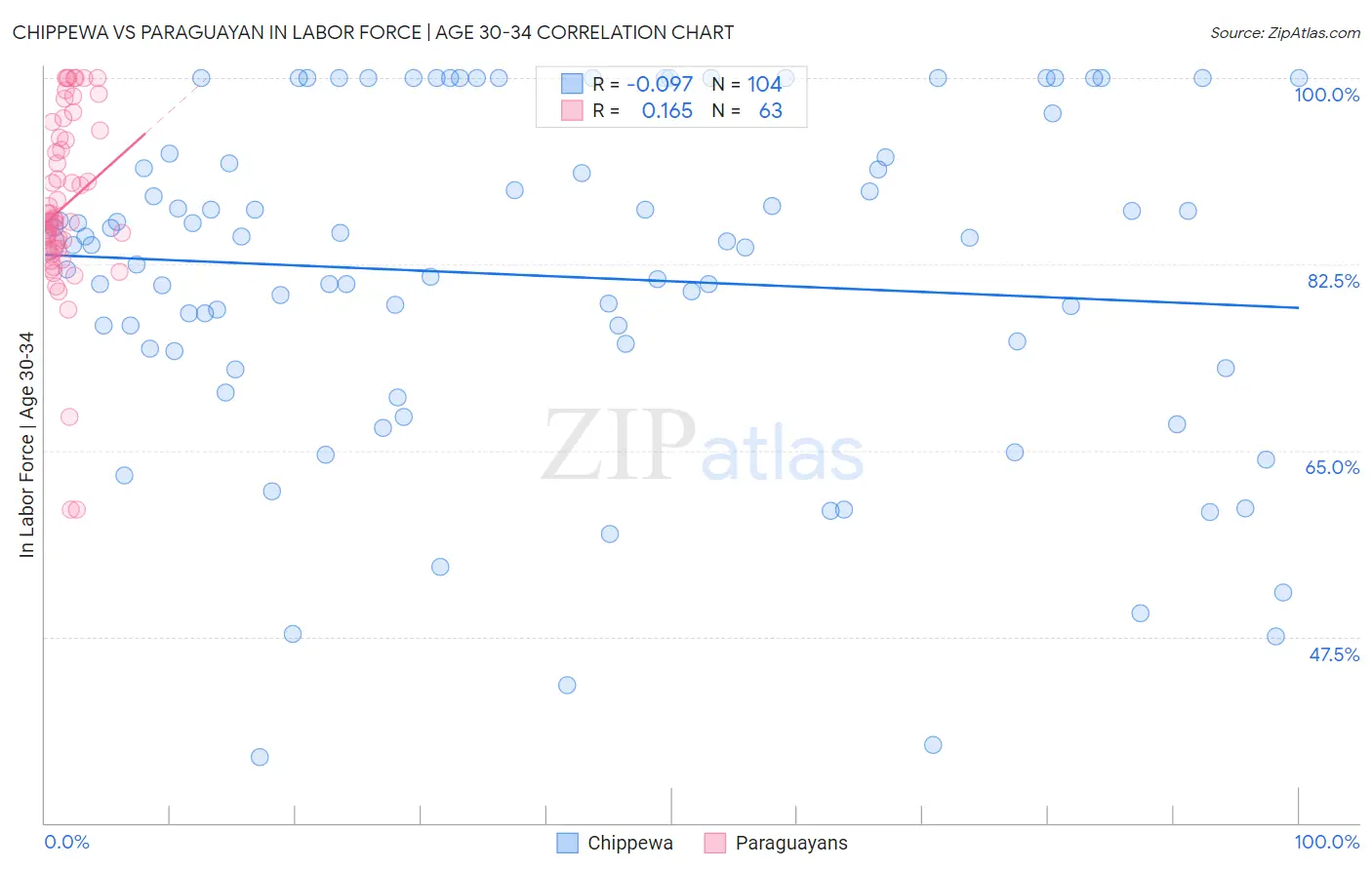 Chippewa vs Paraguayan In Labor Force | Age 30-34