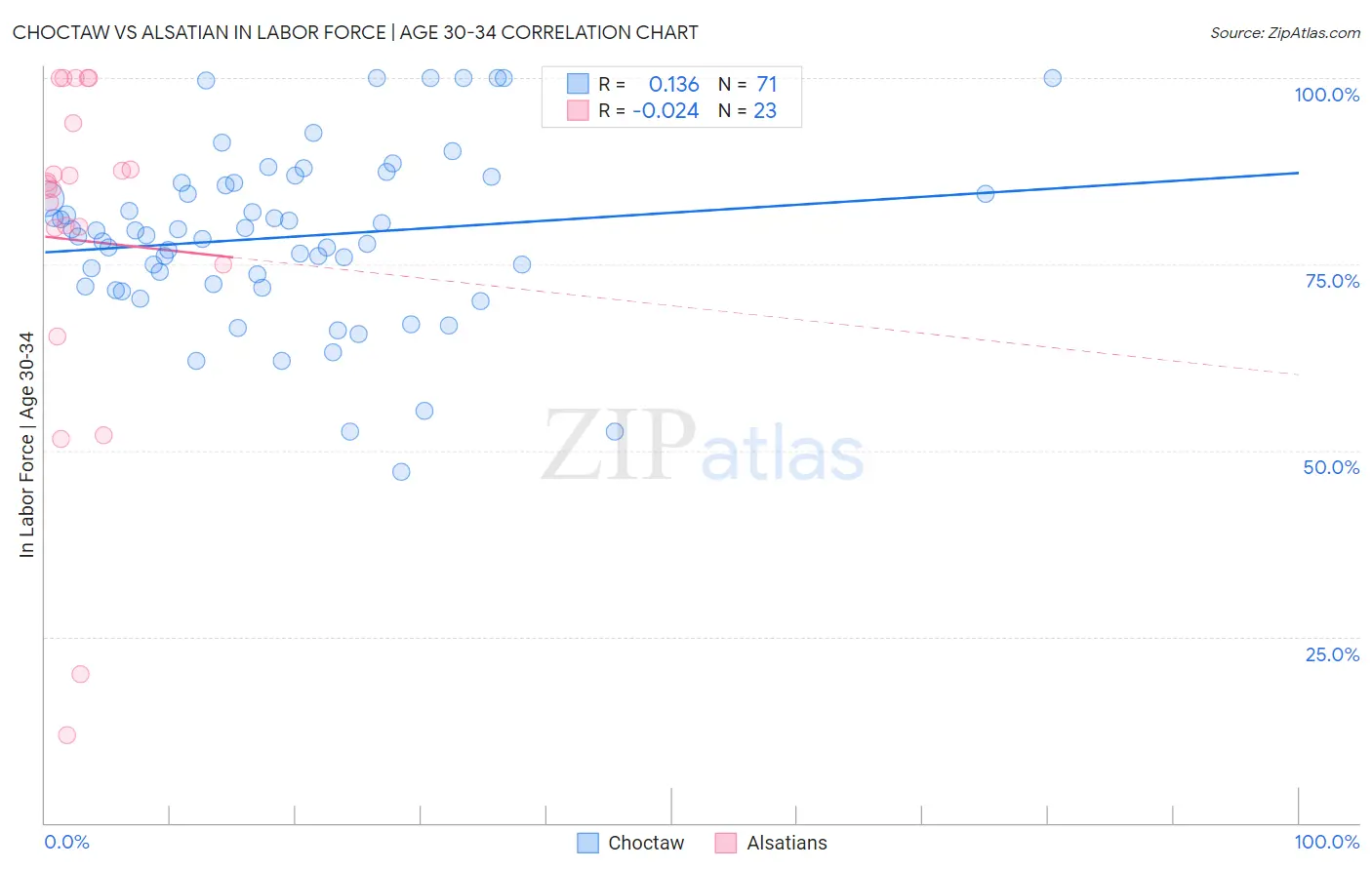 Choctaw vs Alsatian In Labor Force | Age 30-34
