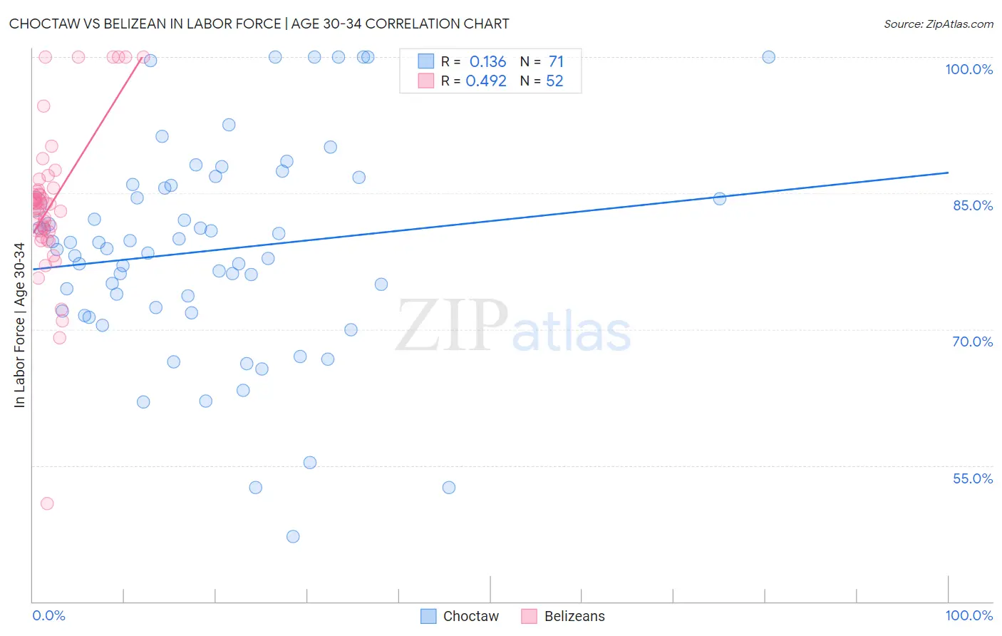 Choctaw vs Belizean In Labor Force | Age 30-34
